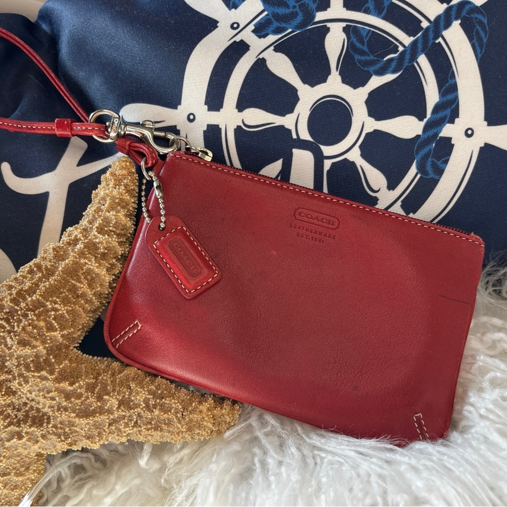 Coach Vintage Red Leather Wristlet